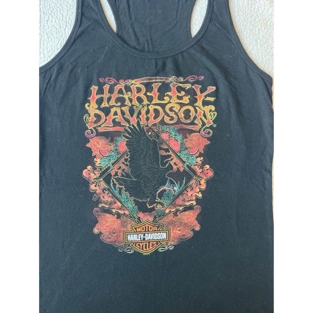 Harley Davidson Black Graphic Tank Top Cotton Womens XL